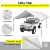 10 x 20 Ft Carport Replacement Canopy Cover Garage Top Tent Shelter Tarp with Free 48 Ball Bungee Cords,White(Only Cover, Frame Not Include) DWALE