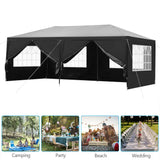 10' x 20' Party Tent,Wedding Tent with 6 Removable Sidewalls, Patio Canopy Tent, Outdoor Patio Gazebo with Spiral Tubes for Party,Wedding,BBQ, Waterproof (10'X20'-with 6 Removable Sidewalls, Black) CIPACHO