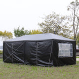 10' x 20' Party Tent,Wedding Tent with 6 Removable Sidewalls, Patio Canopy Tent, Outdoor Patio Gazebo with Spiral Tubes for Party,Wedding,BBQ, Waterproof (10'X20'-with 6 Removable Sidewalls, Black) CIPACHO