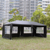 10' x 20' Party Tent,Wedding Tent with 6 Removable Sidewalls, Patio Canopy Tent, Outdoor Patio Gazebo with Spiral Tubes for Party,Wedding,BBQ, Waterproof (10'X20'-with 6 Removable Sidewalls, Black) CIPACHO