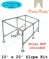 10' x 20' Slope, Lean-to Canopy Fittings Kits, DIY Metal Carport Frame Parts, 1" EMT Cowboy Canopy