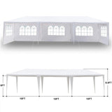 10' x 30' Outdoor Canopy Party Wedding Event Tent Waterproof Sun Shelter Canopy Heavy Duty Gazebo Storage Pavilion w/ 5 Removable Sidewalls, White KEPOOMAN