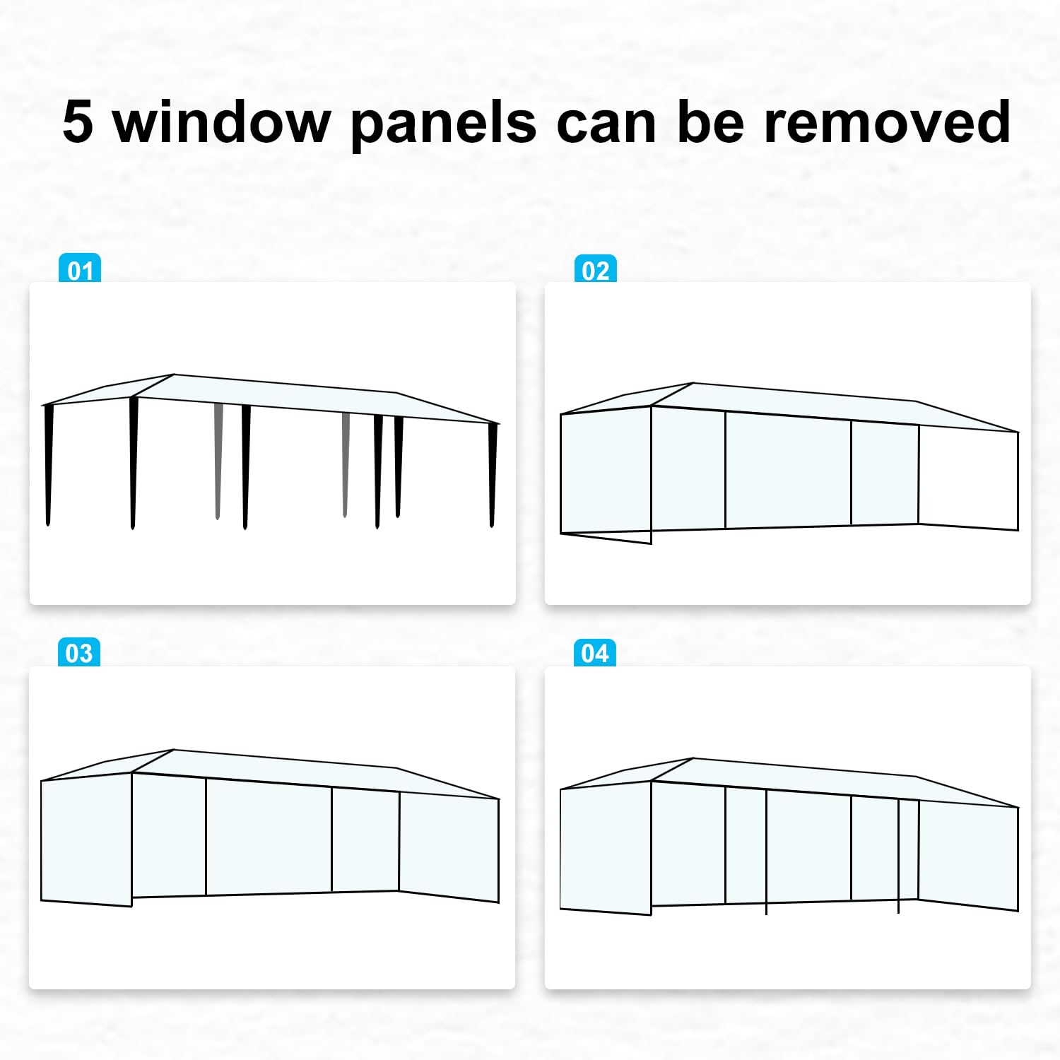 10' x 30' Outdoor Canopy Tent with 5 Removable Sidewalls, Party Tent Wedding Tents for Parties with Waterproof PE Cover, Ropes & Stakes, Backyard Tent Event Tent for Birthday, Celebration & Holidays Angel Sar