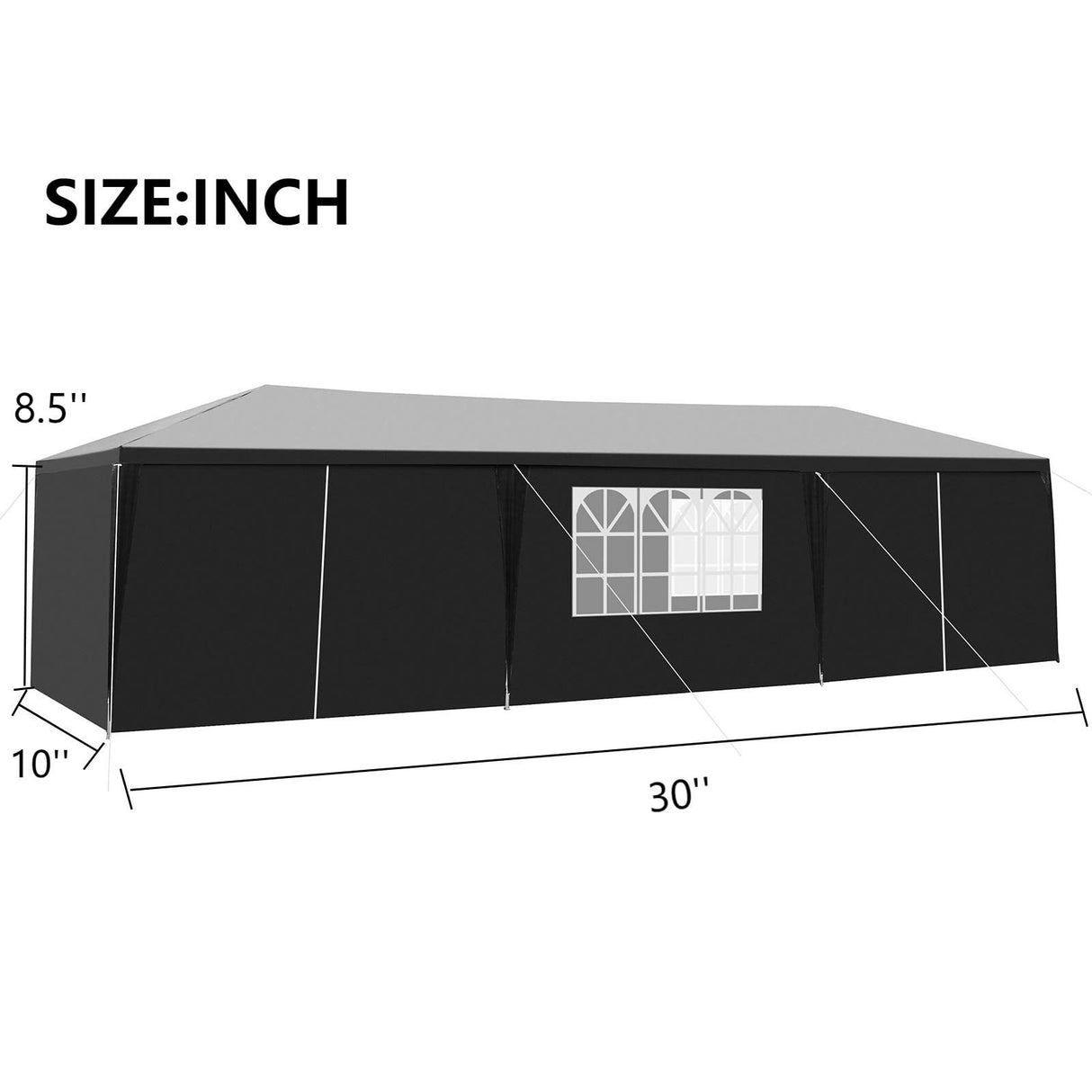 10' x 30' Party Tent,Wedding Tent with 8 Removable Sidewalls,Patio Canopy Tent, Outdoor Patio Gazebo with Spiral Tubes for Party,Wedding,BBQ, Waterproof (10' x 30'- 8 Removable Sidewalls, Black) CIPACHO
