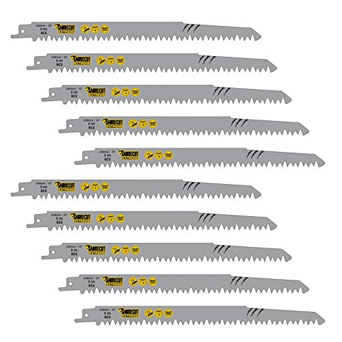 10 x SabreCut SCRS1531L_10 9 29/64" (240mm) 5 TPI S1531L Very Fast Wood Cutting Reciprocating Sabre Saw Blades Compatible with Bosch Dewalt Makita SabreCut