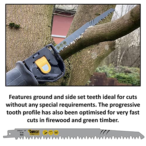 10 x SabreCut SCRS1531L_10 9 29/64" (240mm) 5 TPI S1531L Very Fast Wood Cutting Reciprocating Sabre Saw Blades Compatible with Bosch Dewalt Makita SabreCut