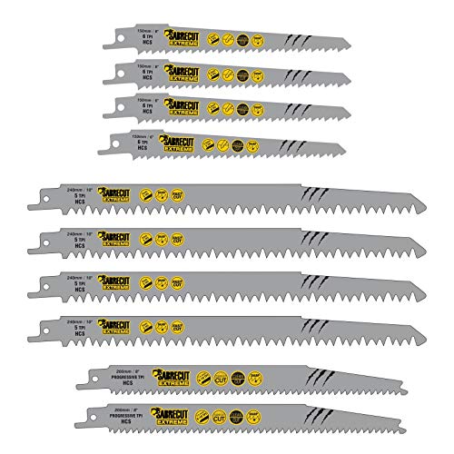 10 x SabreCut SCRSKW10A Mixed S644D S1531L S2345X Fast Wood Cutting Reciprocating Sabre Saw Blades Compatible with Bosch Dewalt Makita and many SabreCut