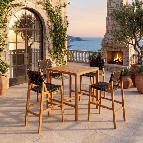 30.5 Inch Seat Height Outdoor Acacia Solid Wood Patio Furniture Set HouseOfZazla