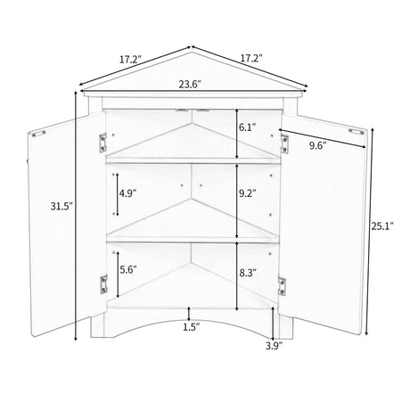 Triangle Bathroom Storage Cabinet With Adjustable Shelves, Freestanding Floor Cabinet For Home Kitchen HouseOfZazla