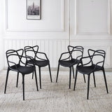Dining Chair Set of 4 - Black Plastic