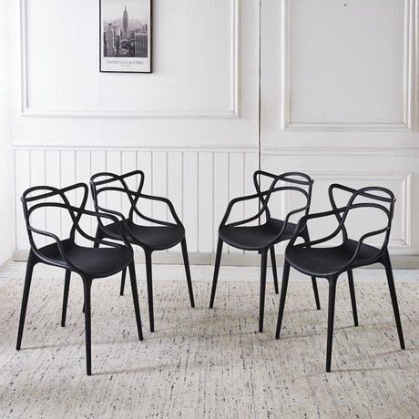 Dining Chair Set of 4 - Black Plastic HouseOfZazla