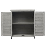 Potting Bench With Storage Cabinet And Metal Table Top For Outdoor