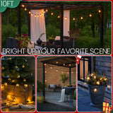 10FT LED Outdoor String Lights - Waterproof Patio Lights Shatterproof G40 Edison Globe Bulb, Connectable Hanging Outdoor String Lighting for Indoor Backyard Yard Gazebo Porch Party Decor - SOLROS SOLROS STUDIO