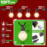 10FT LED Outdoor String Lights - Waterproof Patio Lights Shatterproof G40 Edison Globe Bulb, Connectable Hanging Outdoor String Lighting for Indoor Backyard Yard Gazebo Porch Party Decor - SOLROS SOLROS STUDIO