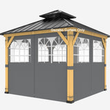 10ft x 12ft Gazebo Curtains,Privacy Replacement Sidewall with Church Window,4-Panel Universal Shade Curtains Set,Protecting Side Walls (Only Curtain)-Grey Zupoquk