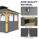 10ft x 12ft Gazebo Curtains,Privacy Replacement Sidewall with Church Window,4-Panel Universal Shade Curtains Set,Protecting Side Walls (Only Curtain)-Grey Zupoquk