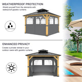 10ft x 12ft Gazebo Curtains,Privacy Replacement Sidewall with Church Window,4-Panel Universal Shade Curtains Set,Protecting Side Walls (Only Curtain)-Grey Zupoquk