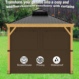 10ft x 12ft Gazebo Curtains,Privacy Replacement Sidewall with Roll-up Mosquito Net Windows, 4-Panel Universal Shade Curtains Set,Protecting Side Walls (Only Curtain)-Brown Zupoquk