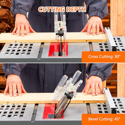 10in Table Saw, 1800W 5000RPM Portable Table Saw with Stand & Safety Switch, Push Stick, 90°Cross Cut & 0-45°Cutting, Multifunctional Table Saw for Towallmark