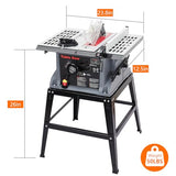 10in Table Saw, 1800W 5000RPM Portable Table Saw with Stand & Safety Switch, Push Stick, 90°Cross Cut & 0-45°Cutting, Multifunctional Table Saw for Towallmark