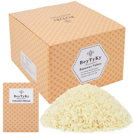 10Lb Organic White Beeswax Pellets - Beeswax for Candle Making Triple Filtered Candle Wax for DIY Cream, Lip Balms, Lotions, and Soap Making Supplies, Cosmetic Grade Easy Melt Pure and Natural BeesWax BeyTyKy