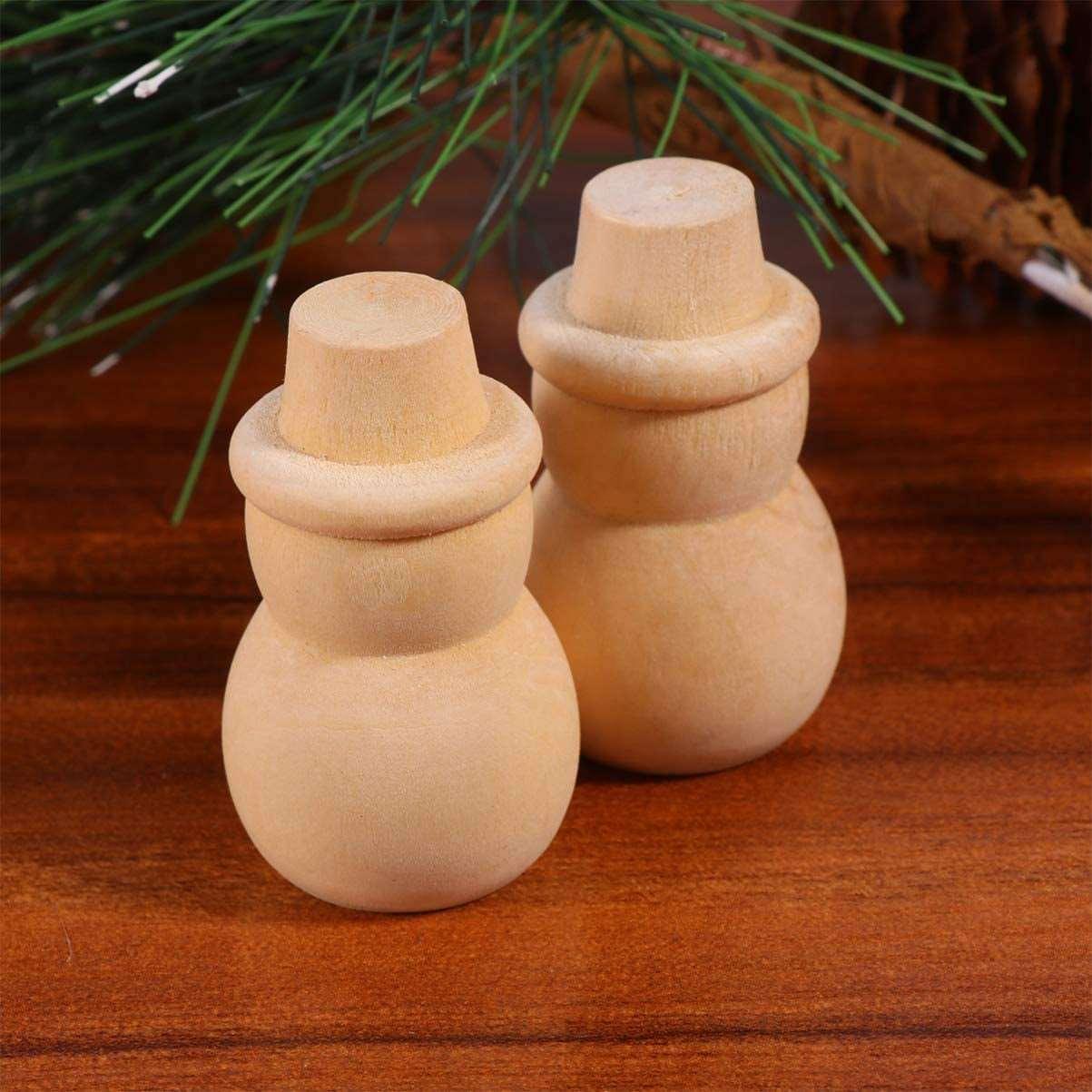 10Pcs Unfinished Wood Christmas Tree Snowman Blank Wooden Peg Dolls DIY Natural Xmas Tree for Arts and Crafts - WoodArtSupply