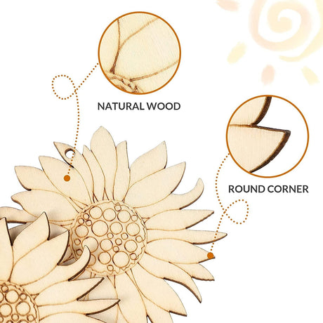 10Pcs Unfinished Wood Cutouts Sunflower Wooden Cutouts Sign Inspirational Wall Porch Art WoodArtSupply