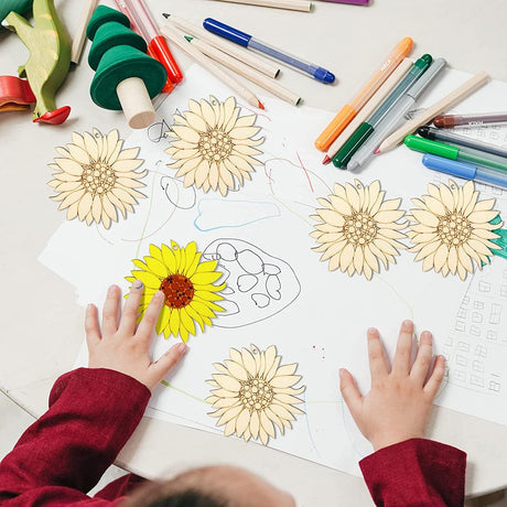 10Pcs Unfinished Wood Cutouts Sunflower Wooden Cutouts Sign Inspirational Wall Porch Art WoodArtSupply