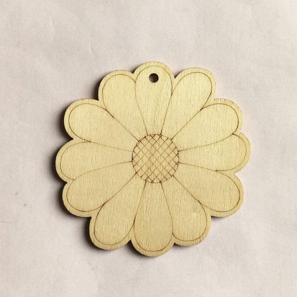 10Pcs Unfinished Wood Slices Flower Wood Cutouts with Twine Discs DIY Crafts Hanging WoodArtSupply