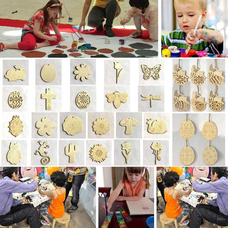 10Pcs Unfinished Wood Slices Flower Wood Cutouts with Twine Discs DIY Crafts Hanging WoodArtSupply