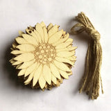 10Pcs Wood Slices Unfinished Wood Cutouts Shapes Pieces Sun Flower Crafts Confetti DIY Pendants with Hemp Rope WoodArtSupply