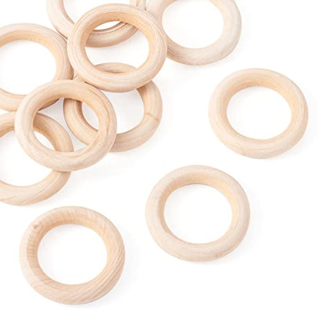 10pcs Macrame Wood Rings 40mm Natural Unfinished Wood Circles Donut Linking Rings for DIY Craft Pendant Connector Jewelry Making Home Decoration EEE ELECRELIVE
