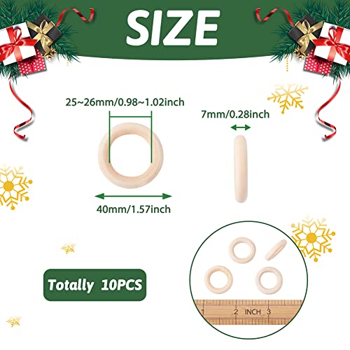 10pcs Macrame Wood Rings 40mm Natural Unfinished Wood Circles Donut Linking Rings for DIY Craft Pendant Connector Jewelry Making Home Decoration EEE ELECRELIVE