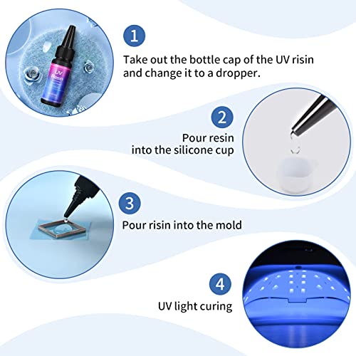 10pcs Newest UV Resin Super Fast Curing Crystal Clear High Transparency Resin Crafts DIY Jewelry Making Kit with Mini Foldable UV Lamp for Beginners VidaRosa