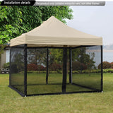10x10 Mosquito Netting for Patio Camping Gazebo/Pop Up Canopy Tent,Double Door Side Screen Easy Installation Black（Only Mosquito Net No Frame） (Embedded 10x10) Tiimmgaal