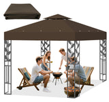 10x10 Replacement Gazebo Canopy Top, 10x10 FT Gazebo Top Double Tiered Canopy Covers with Air Vent for BBQ Yard Patio Garden Hcaiip