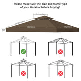 10x10 Replacement Gazebo Canopy Top, 10x10 FT Gazebo Top Double Tiered Canopy Covers with Air Vent for BBQ Yard Patio Garden Hcaiip