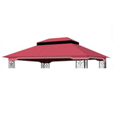 10x12 Ft Gazebo Replacement Canopy Cover, Double-Tiered Outdoor Patio Tent Roof with Drain Holes, UV-Resistant(Red) ZLECTIO