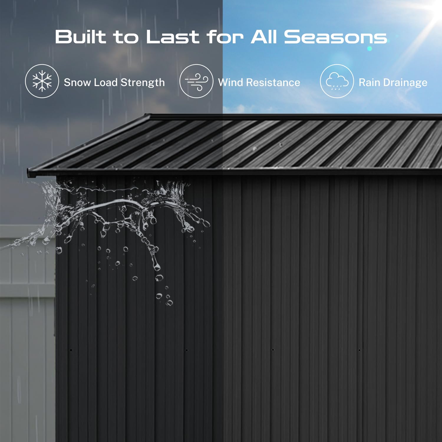 10x12 Ft Storage Shed Outdoor, XL Permanent Steel Building with Lockable Doors & 4 Air Vents for Backyard Garden Patio Lawn - Black LINKHOO