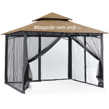 10x12 Gazebo Replacement Mosquito Netting, 4-Panel Sidewall Screen with Zipper Universal Black (10'x12') SOOSPE-MZ