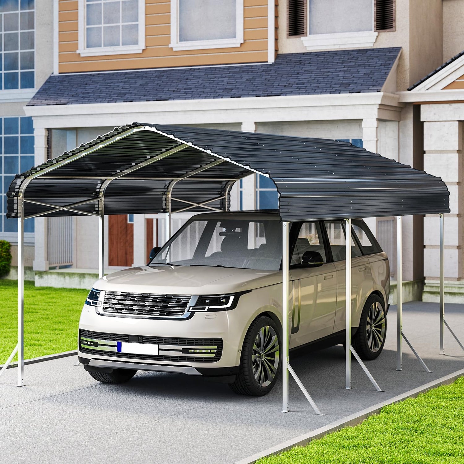10x15 Ft Carport, Heavy Duty Metal Car Port, All-Weather Protection, Easy Assembly for Cars, Trucks, Boats, Tractors, and Outdoor Storage fuzzy-bird