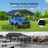 10x15 Ft Carport, Heavy Duty Metal Car Port, All-Weather Protection, Easy Assembly for Cars, Trucks, Boats, Tractors, and Outdoor Storage fuzzy-bird