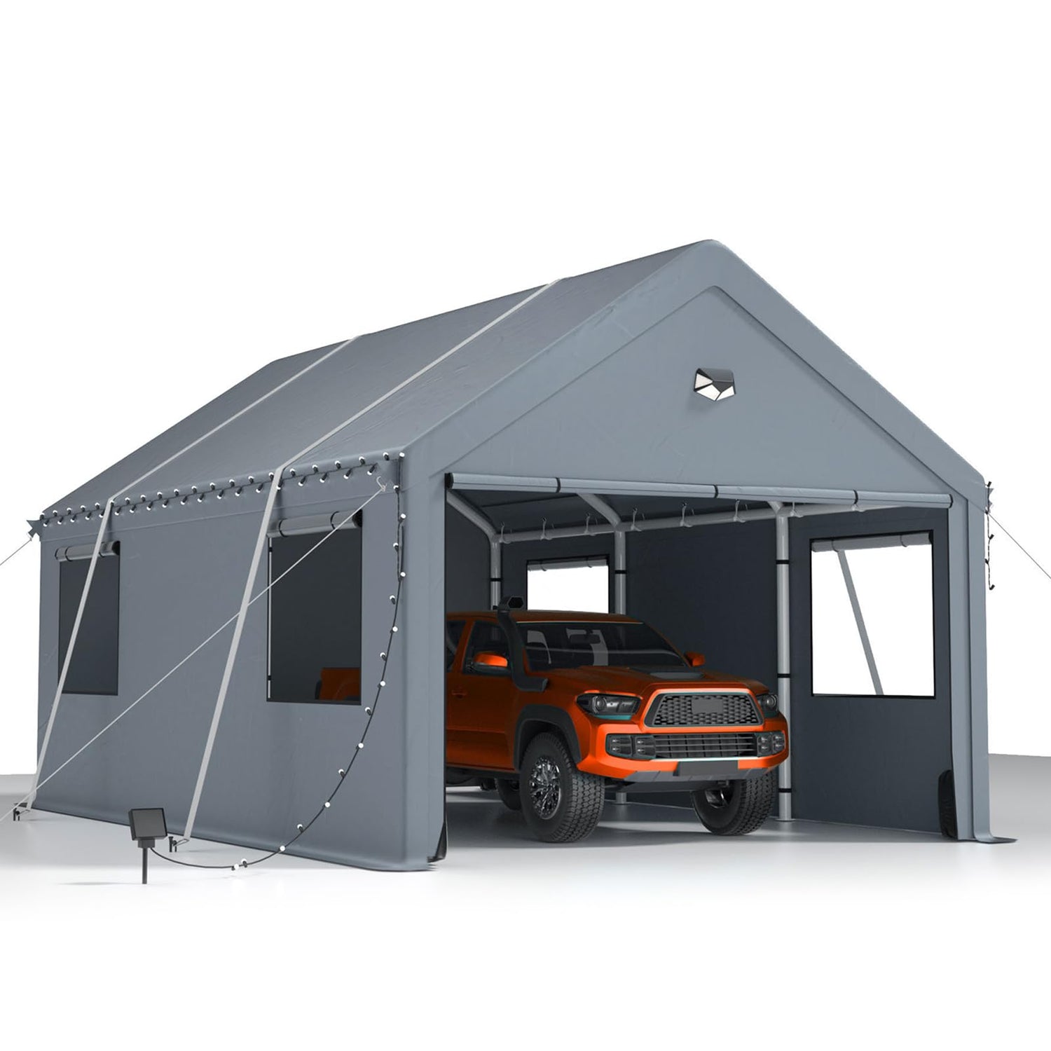 10x16FT Heavy Duty Carport Canopy,Extra Large Portable Car Tent Garage with Roll-up Windows and All-Season Tarp Cover,Removable Roof &Side Walls for Car, SUV,Boats&Truck Shelter Logic Storage Sannwsg