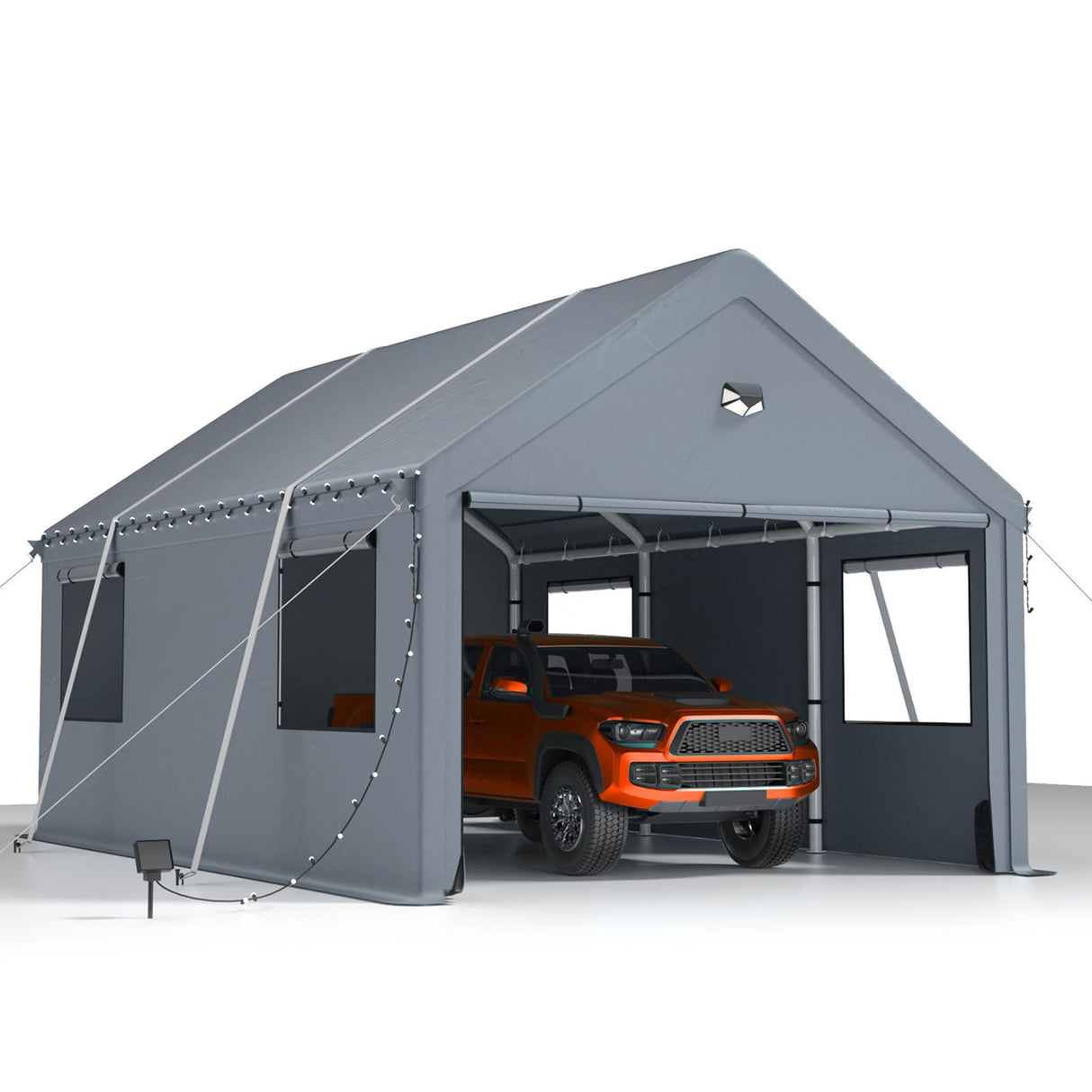 10x16FT Heavy Duty Carport Canopy,Extra Large Portable Car Tent Garage with Roll-up Windows and All-Season Tarp Cover,Removable Roof &Side Walls for Car, SUV,Boats&Truck Shelter Logic Storage Sannwsg