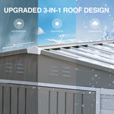 10x8 FT Wood Storage Shed, Outdoor Storage Shed with Lockable Door, Window and Vents, Waterproof Wooden Metal Tool Storage for Garden, Patio, Lawn, Backyard (Gray) AEMSOFK