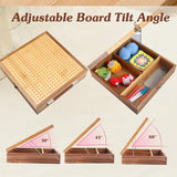 11.6" Crochet Blocking Board with Storage Drawer & Pegs, Acacia & Bamboo Blocking Boards for Crochet Projects, Granny Square Blocking Board, Crocheting Accessories Gifts for Grandmothers, Crocheters NewEle