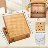 11.6" Crochet Blocking Board with Storage Drawer & Pegs, Acacia & Bamboo Blocking Boards for Crochet Projects, Granny Square Blocking Board, Crocheting Accessories Gifts for Grandmothers, Crocheters NewEle