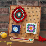 11.8" Crochet Blocking Board with 16 Pins/Pegs, Blocking Boards for Crochet Projects, Granny Square Blocking Board for Crochet Projects, Wooden Crocheting Accessories Gifts for Crocheters HHSarioneiro