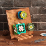 11.8" Crochet Blocking Board with 20 Pins/Pegs, Blocking Board for Crocheting Knitting, Bamboo Granny Square Blocking Boards for Crochet Projects, Wooden Crocheting Accessories Gifts for Crocheters YTHOGTHA