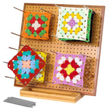 11.8" Crochet Blocking Board with 20 Pins/Pegs, Blocking Board for Crocheting Knitting, Bamboo Granny Square Blocking Boards for Crochet Projects, Wooden Crocheting Accessories Gifts for Crocheters YTHOGTHA